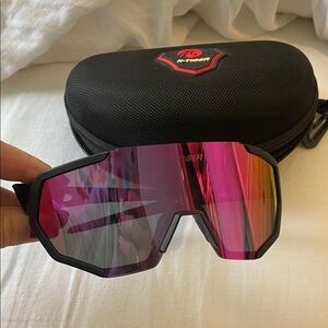 XTiger Mirrored Shield Sunglasses - Pink/Orange Lens